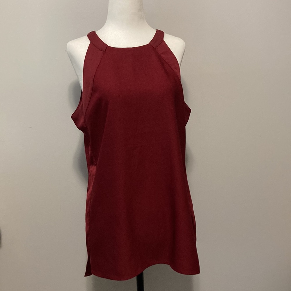 Women’s Sleeveless Halter Top in Deep Wine